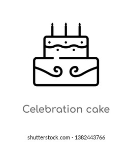 outline celebration cake vector icon. isolated black simple line element illustration from food concept. editable vector stroke celebration cake icon on white background