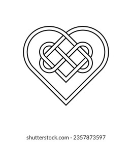 outline Celtic knot of endless love vector, eternity icon, infinite heart symbol, the interconnectivity of life clipart. isolated on white background