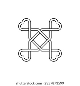 outline Celtic knot of endless love vector, eternity icon, infinite heart symbol, the interconnectivity of life clipart. isolated on white background