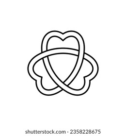 outline Celtic knot of endless love vector, eternity icon, infinite heart symbol, pattern clipart. isolated on white background