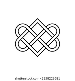 outline Celtic knot of endless love vector, eternity icon, infinite heart symbol, pattern clipart. isolated on white background