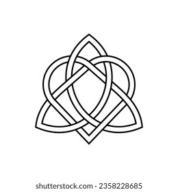 outline Celtic knot of endless love vector, eternity icon, infinite heart symbol, pattern clipart. isolated on white background