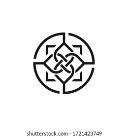 outline celtic leaf with circle logo inspirations