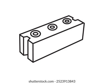 Outline cement cinder Block Isolated on White Background. Editable stroke.
