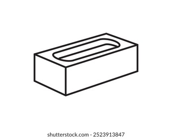 Contorno do bloco de cimento isolado no fundo branco. Traçado editável.