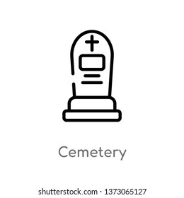 outline cemetery vector icon. isolated black simple line element illustration from cultures concept. editable vector stroke cemetery icon on white background