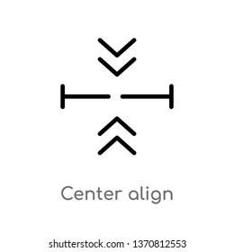 outline center align vector icon. isolated black simple line element illustration from arrows 2 concept. editable vector stroke center align icon on white background