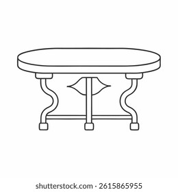 Outline of Center Table  Simple Line Art Icon on White, Modern Center Table Outline – Elegant Furniture Icon on Clean White Background 