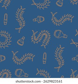 Outline Centipede Insect  Potion Pattern Vector Illustration Seamless for Background Wallpaper 