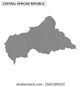 The outline of Central African Republic is displayed with a dotted pattern, emphasizing the country's geographical boundaries.