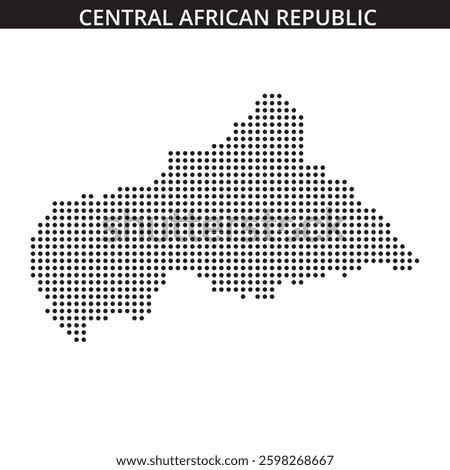 The outline of Central African Republic is displayed with a dotted pattern, emphasizing the country's geographical boundaries.