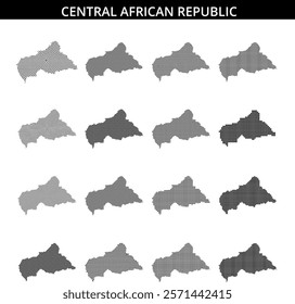 Outline of Central African Republic with dotted pattern showcasing the nation's borders