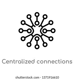 outline centralized connections vector icon. isolated black simple line element illustration from business concept. editable vector stroke centralized connections icon on white background