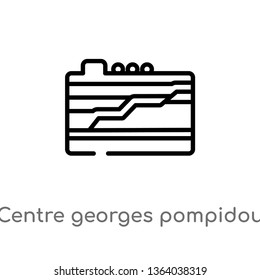 outline centre georges pompidou vector icon. isolated black simple line element illustration from monuments concept. editable vector stroke centre georges pompidou icon on white background