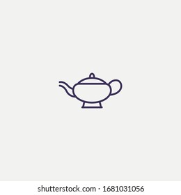 Contorno el icono cerámico de la olla de té.ilustración vectorial del recipiente de té cerámico. Símbolo de web y móvil