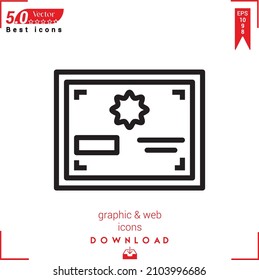 Icono de certificado de esquema. vector de icono de certificado aislado en fondo blanco. Diseño gráfico, diseño de material, iconos de Best sellers 2022, aplicación móvil, diseño de UI UX, vector de formato EPS 10