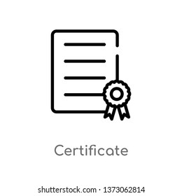 outline certificate vector icon. isolated black simple line element illustration from delivery and logistic concept. editable vector stroke certificate icon on white background