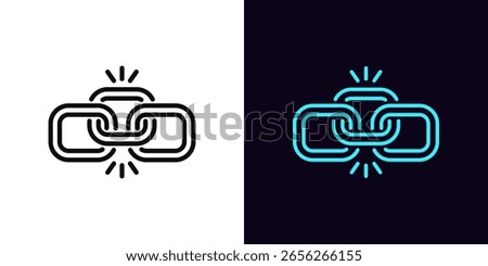 Outline chain icon, with editable stroke. Durable chain icon, digital link. Reliable connection, data share by link, hyperlink, network security, secure connection technology, attach data. Vector icon