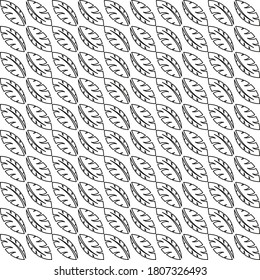 Outline chain leaves pattern. Vector black and white illustration.