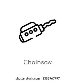 outline chainsaw vector icon. isolated black simple line element illustration from future technology concept. editable vector stroke chainsaw icon on white background