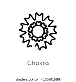 outline chakra vector icon. isolated black simple line element illustration from india and holi concept. editable vector stroke chakra icon on white background