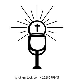 Outline of a chalice and host. Holy week. Vectot illustration design