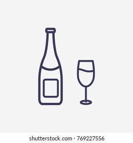 Outline champagne botle icon illustration vector symbol 