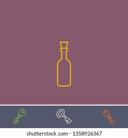 Outline champagne bottle icon.Best champagne bottle vector, illustrated icon for modern web and mobile design.Bonus broken key symbol