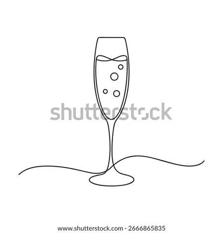 outline champagne flute with bubbles