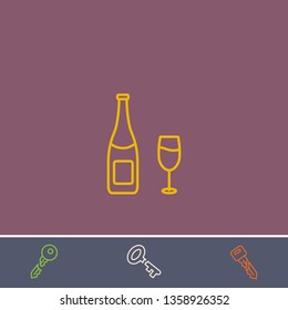 Outline champagne icon.Best champagne vector, illustrated icon for modern web and mobile design.Bonus broken key symbol