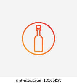 Outline champagne icon,gradient illustration,vector alcohol sign symbol