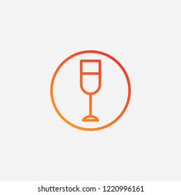 Outline champagne icon,gradient illustration,vector alcohol sign symbol