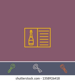 Outline champagne menu icon.Best champagne menu vector, illustrated icon for modern web and mobile design.Bonus broken key symbol