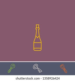 Outline champagnebottle icon.Best champagnebottle vector, illustrated icon for modern web and mobile design.Bonus broken key symbol