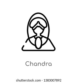 outline chandra vector icon. isolated black simple line element illustration from india concept. editable vector stroke chandra icon on white background