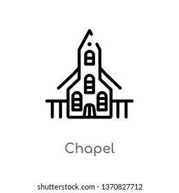 outline chapel vector icon. isolated black simple line element illustration from buildings concept. editable vector stroke chapel icon on white background