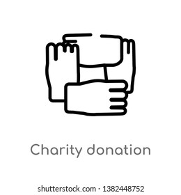 outline charity donation vector icon. isolated black simple line element illustration from gestures concept. editable vector stroke charity donation icon on white background
