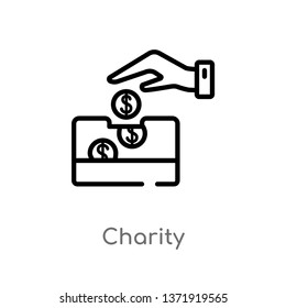 outline charity vector icon. isolated black simple line element illustration from  concept. editable vector stroke charity icon on white background