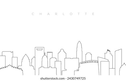 Outline Charlotte skyline. Trendy template with Charlotte buildings and landmarks in line style. Stock vector design. 