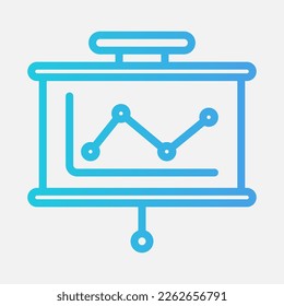 Outline chart presentation icon in gradient style, use for website mobile app presentation