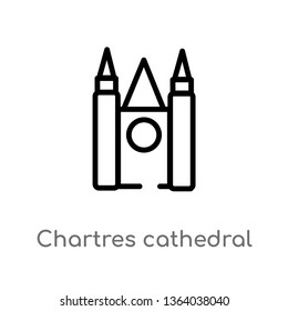 outline chartres cathedral vector icon. isolated black simple line element illustration from monuments concept. editable vector stroke chartres cathedral icon on white background