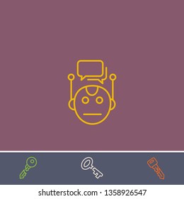 Outline chat bot icon.Best chat bot vector, illustrated icon for modern web and mobile design.Bonus broken key symbol