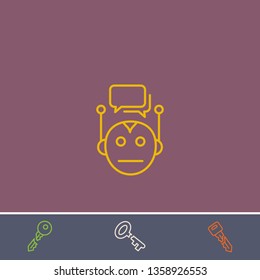 Outline chat bot icon.Best chat bot vector, illustrated icon for modern web and mobile design.Bonus broken key symbol