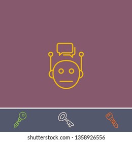Outline chat bot icon.Best chat bot vector, illustrated icon for modern web and mobile design.Bonus broken key symbol