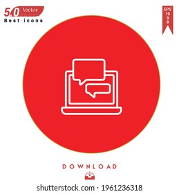 Outline chat box icon. chat box  icon vector isolated on Red background. Graphic design, contacts-communication icons, mobile application, logo, user interface. EPS 10 format vector