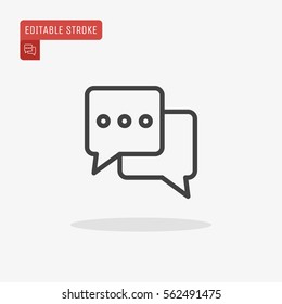 Outline Chat Icon Isolated On Grey Background. Line Dialogue Pictogram. Speech Bubble Symbol For Your Web Site Design, Logo, App, UI. Editable Stroke. Vector Illustration. EPS10