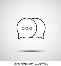Outline chat icon isolated on grey background. Line bubble chat symbol for website design, mobile application, ui. Editable stroke. Vector illustration. Eps10