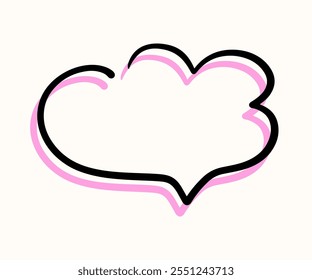 Outline Chat Speech Bubble, Hand Drawn Message Text Cloud Element, Isolated on White Background. Cute Vector Illustration Shape Design