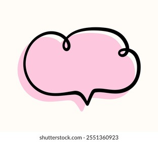 Bolha de fala de bate-papo de contorno, Elemento de nuvem de texto de mensagem desenhada à mão, isolado no fundo branco. Design de Forma de Ilustração de Vetor Bonito
