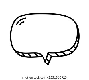 Burbuja del discurso del chat del esquema, elemento dibujado a mano de la nube del texto del mensaje, aislado en el fondo blanco. Diseño lindo de la forma de la Ilustración vectorial